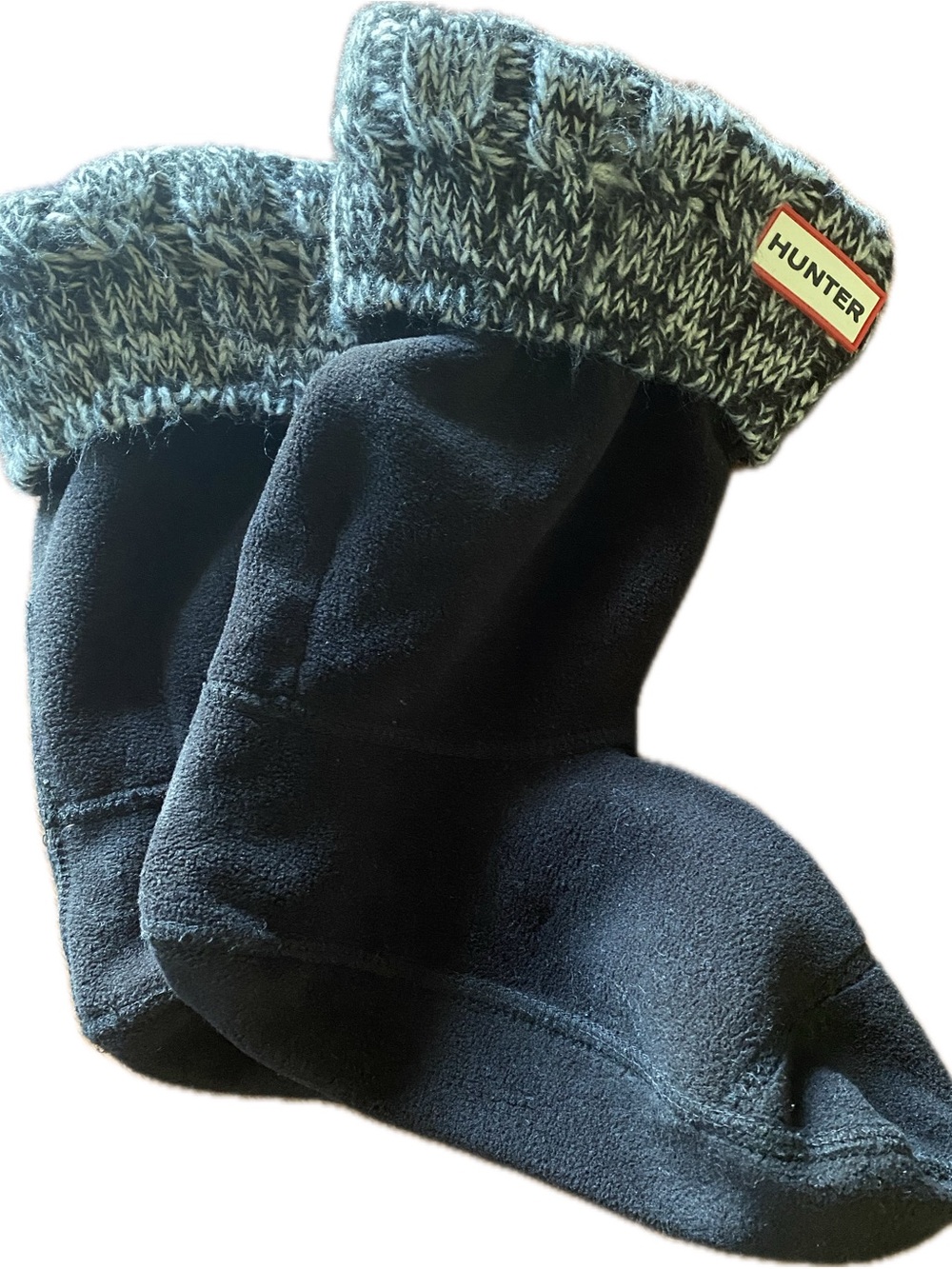 Hunter Men’s Black Fleece Boot Socks with Gray Knit Cuff